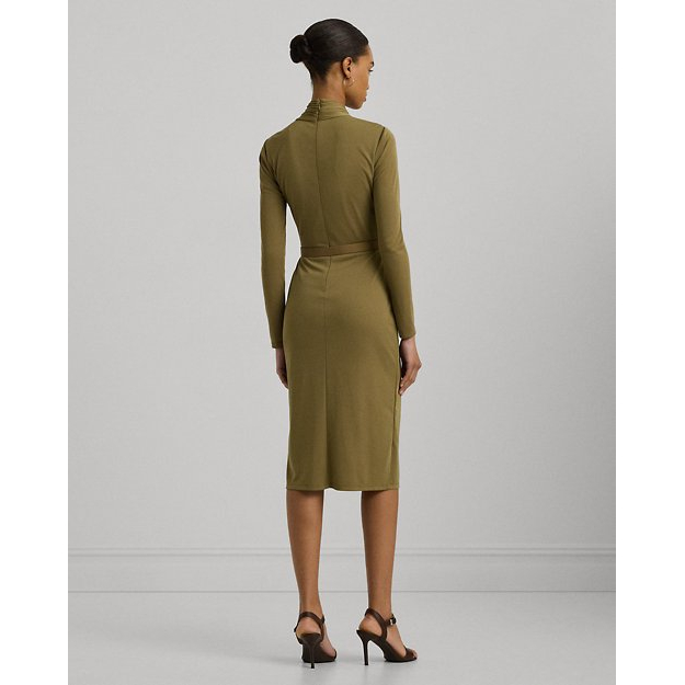 Robe Midi 'Belted Mockneck Jersey Dress' pour Femmes