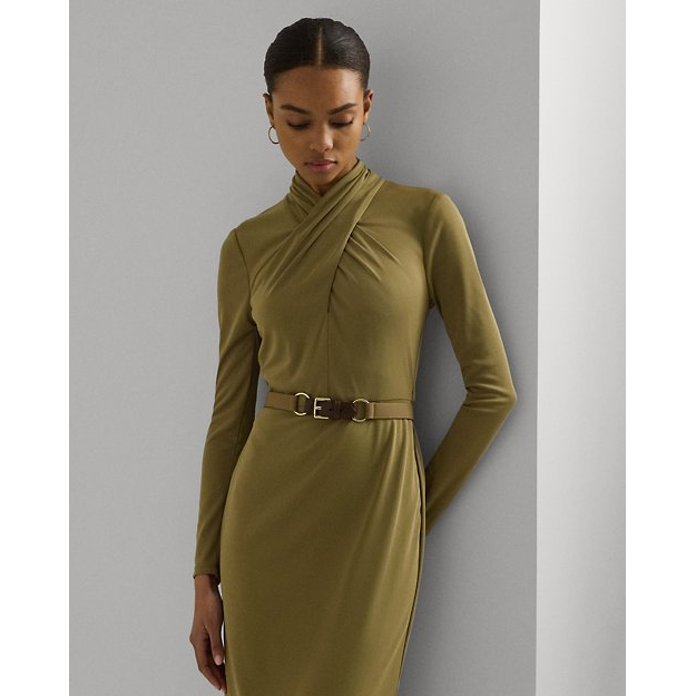 Robe Midi 'Belted Mockneck Jersey Dress' pour Femmes