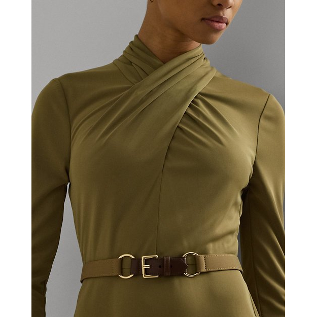 Robe Midi 'Belted Mockneck Jersey Dress' pour Femmes