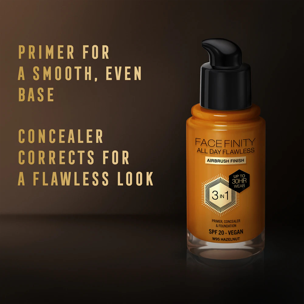Fond de teint 'Facefinity All Day Flawless 3 in 1' - W95 Hazelnut 30 ml
