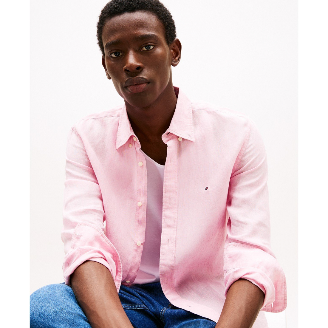 'Pigment-Dyed Linen Button-Down Long Sleeve Shirt' pour Hommes