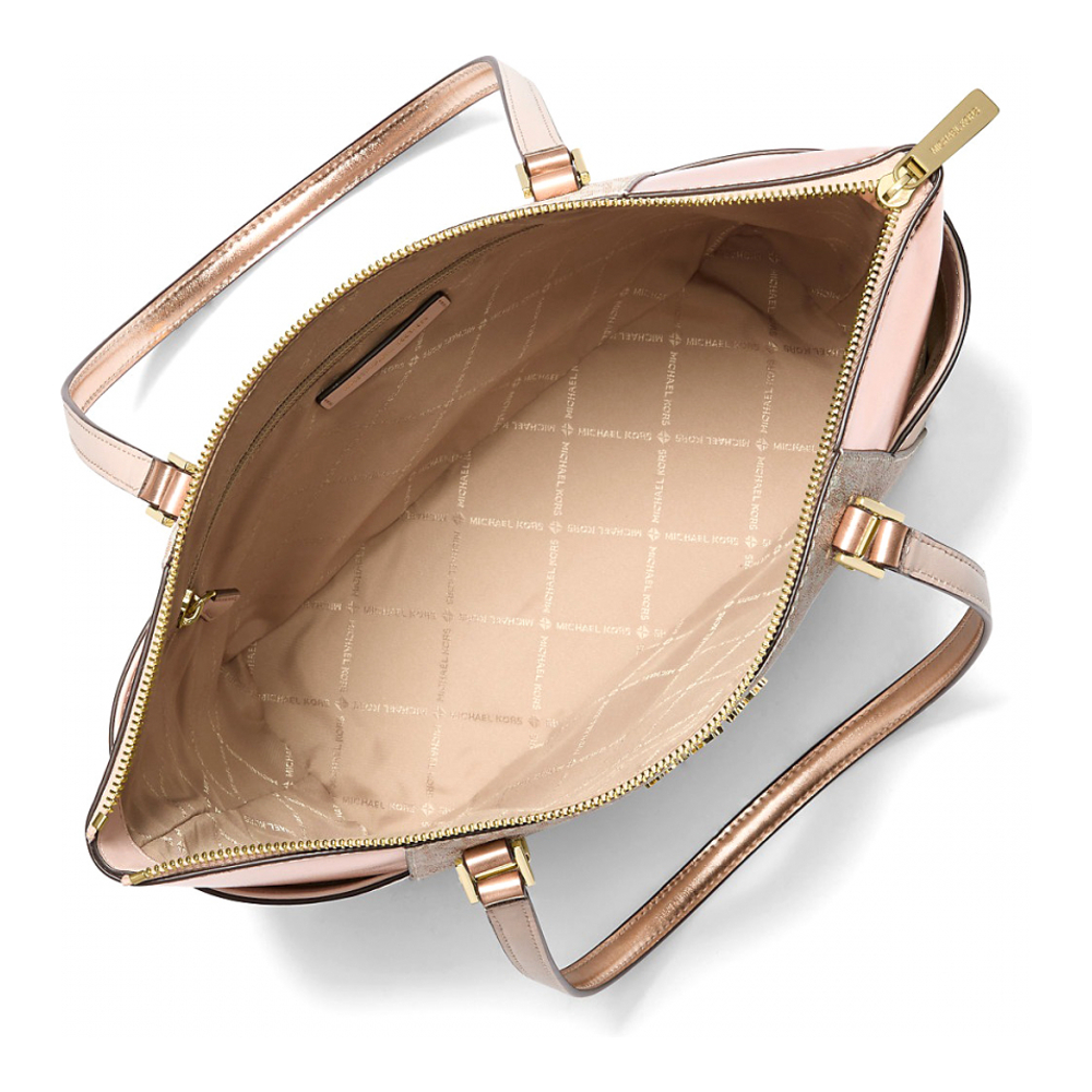 Women's 'Charlotte Large Signature Logo and Metallic Top-Zip' Tote Bag