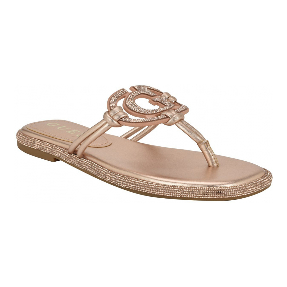 Women's 'Saima G Cutout Rhinestone Flat' Thong Sandals