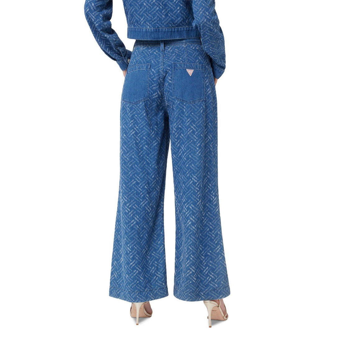 Women's 'Dakota Patch Wide-Leg Textured-Pattern' Jeans