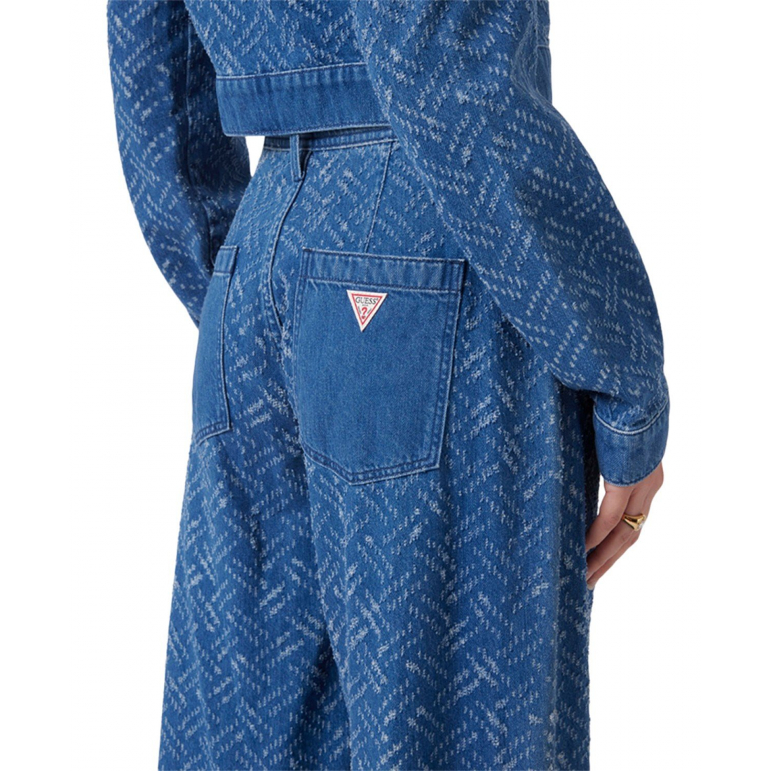 Women's 'Dakota Patch Wide-Leg Textured-Pattern' Jeans