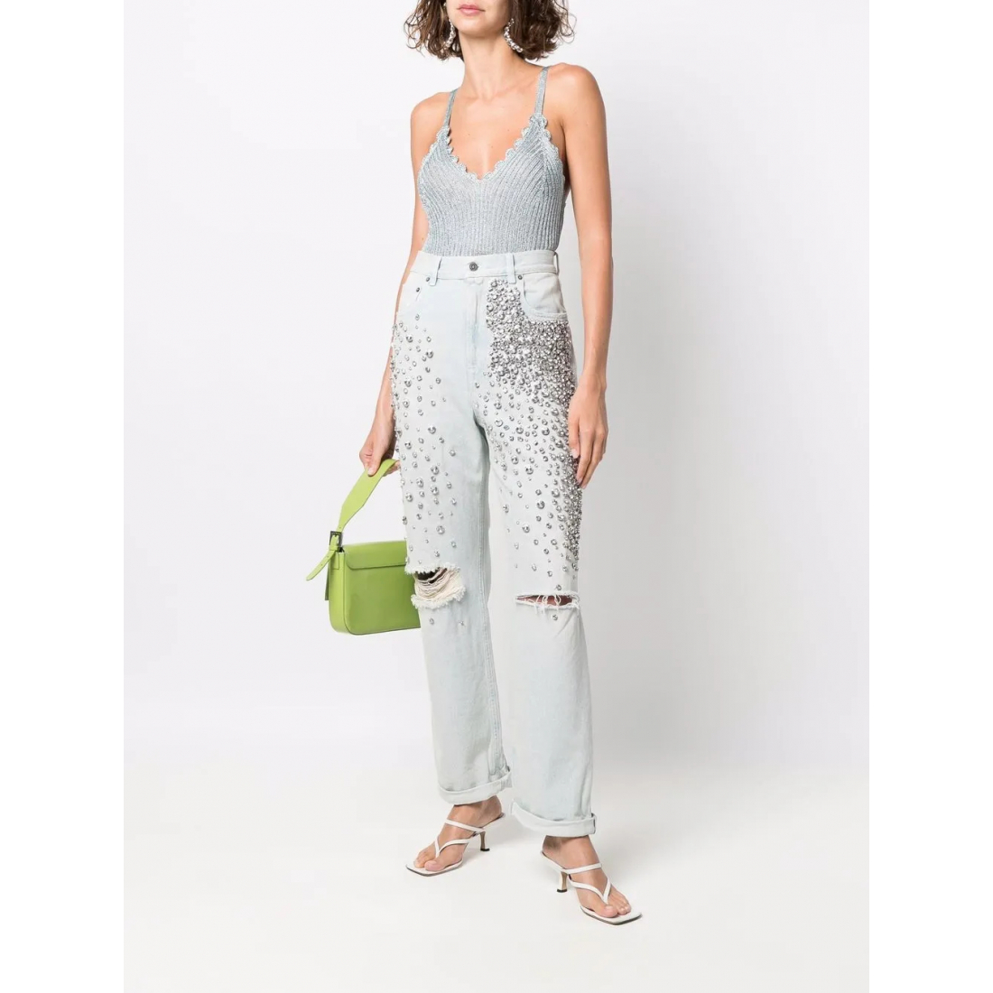 Jeans 'Kim Cabochon-Crystal Bleached' pour Femmes