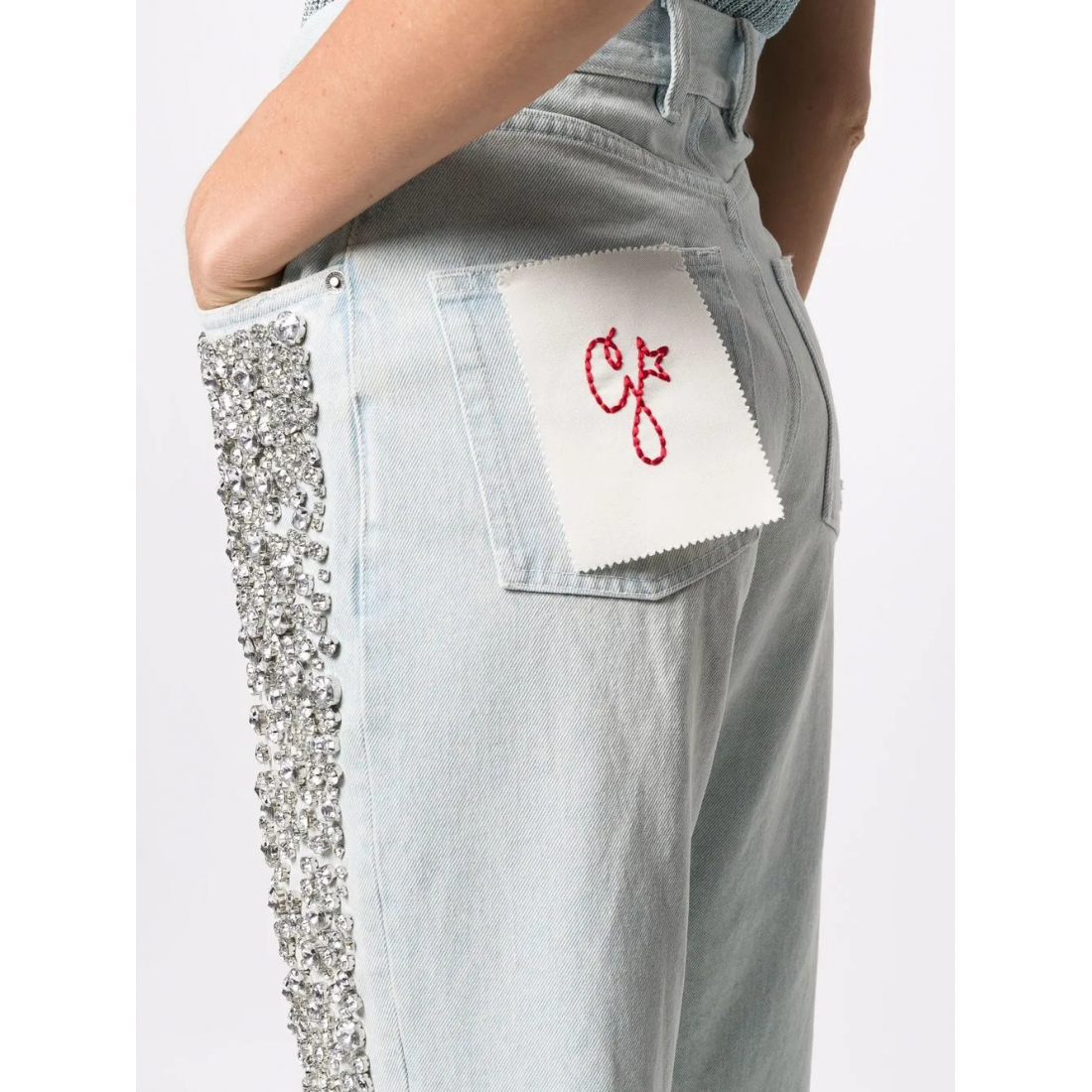 Jeans 'Kim Cabochon-Crystal Bleached' pour Femmes