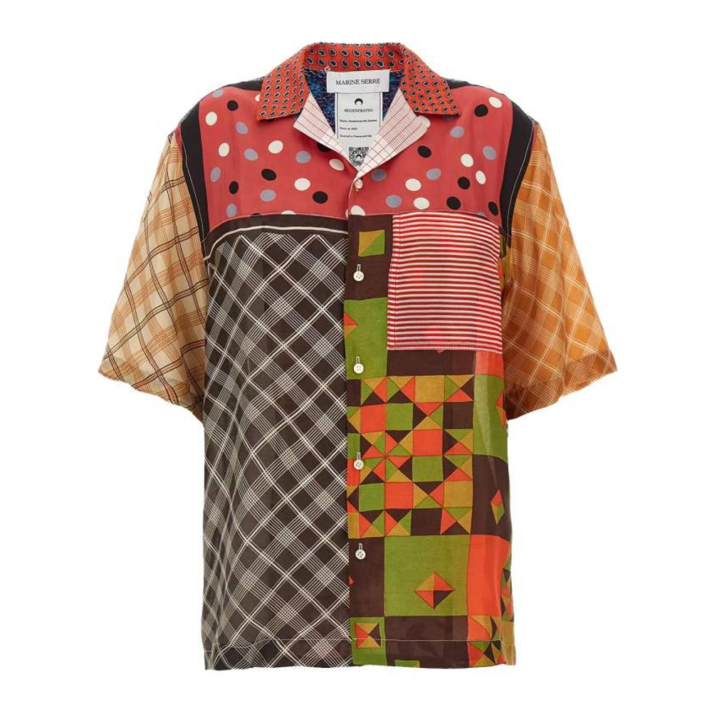 Chemise à manches courtes 'Regenerated Silk Scarves Bowling' pour Femmes