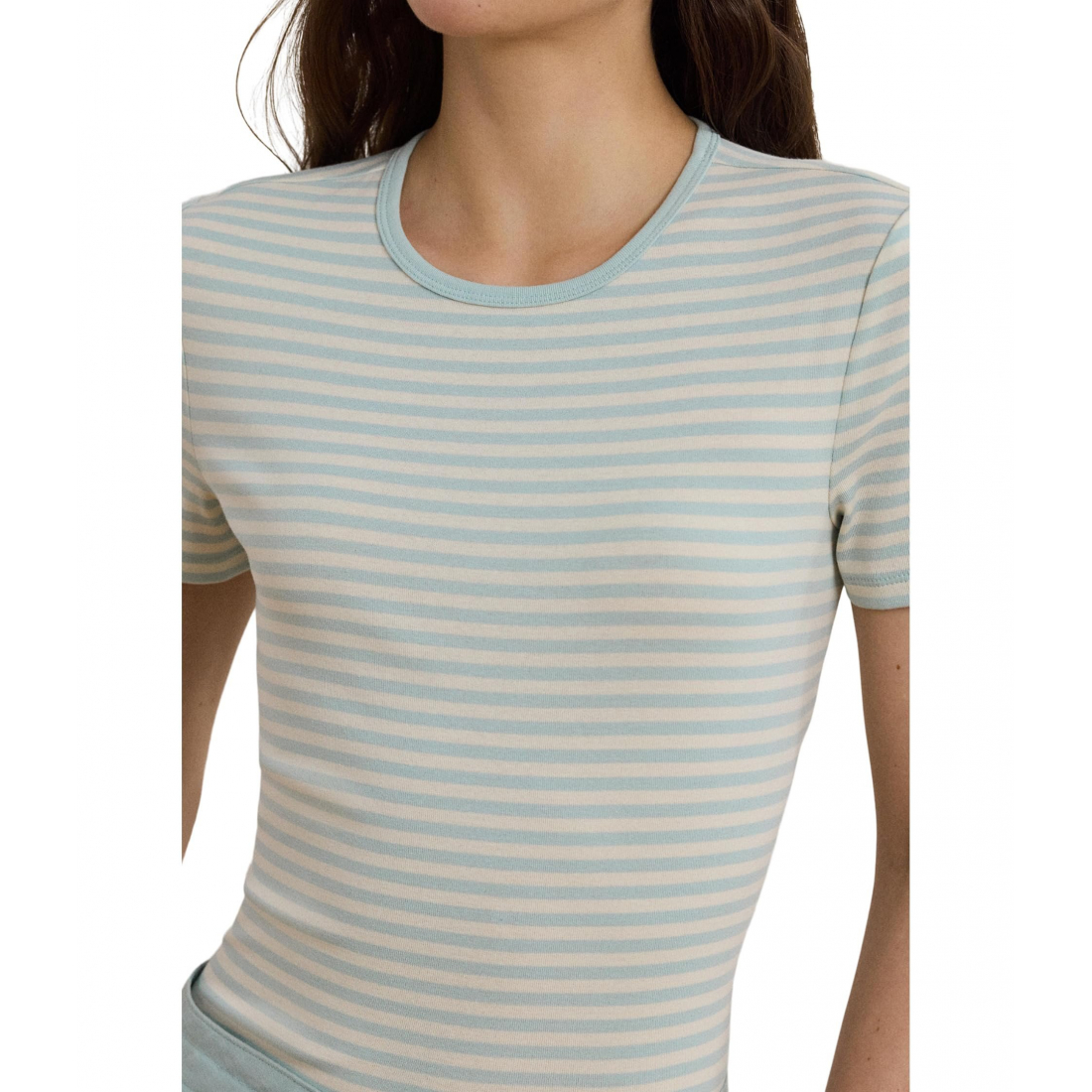 'Striped Stretch Cotton Crewneck Tee' pour Femmes