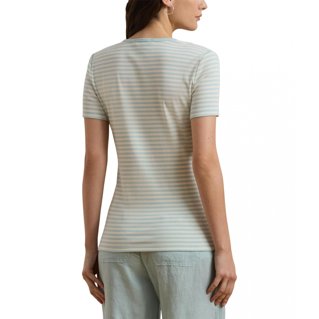 'Striped Stretch Cotton Crewneck Tee' pour Femmes