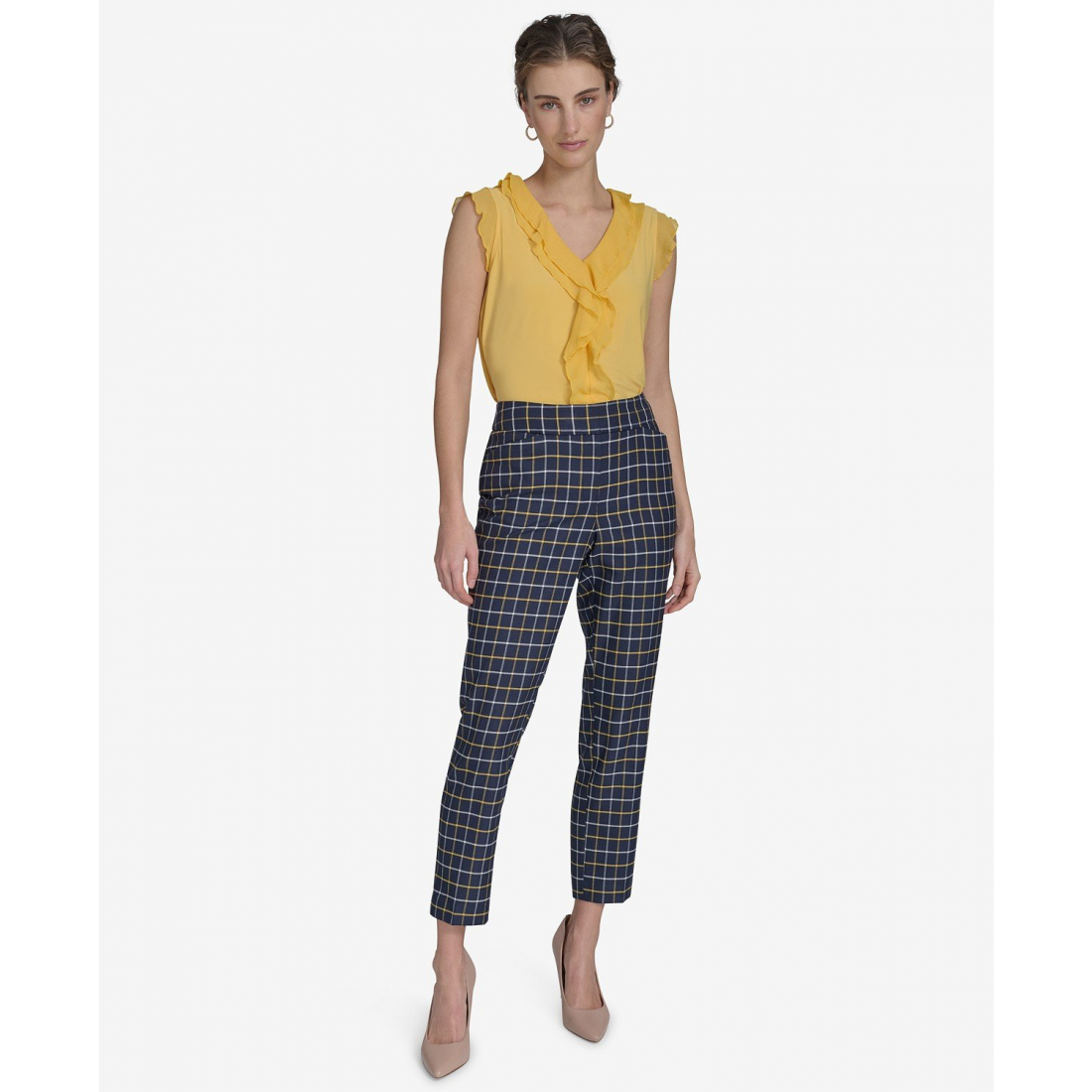 Women's 'Plaid-Print Slim-Fit' Trousers