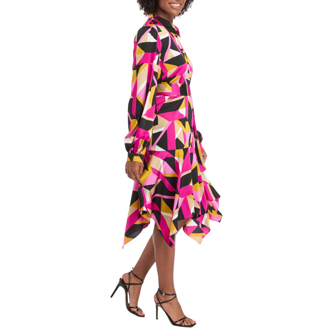 Women's 'Long Sleeve Geometric Print' Shirtdress