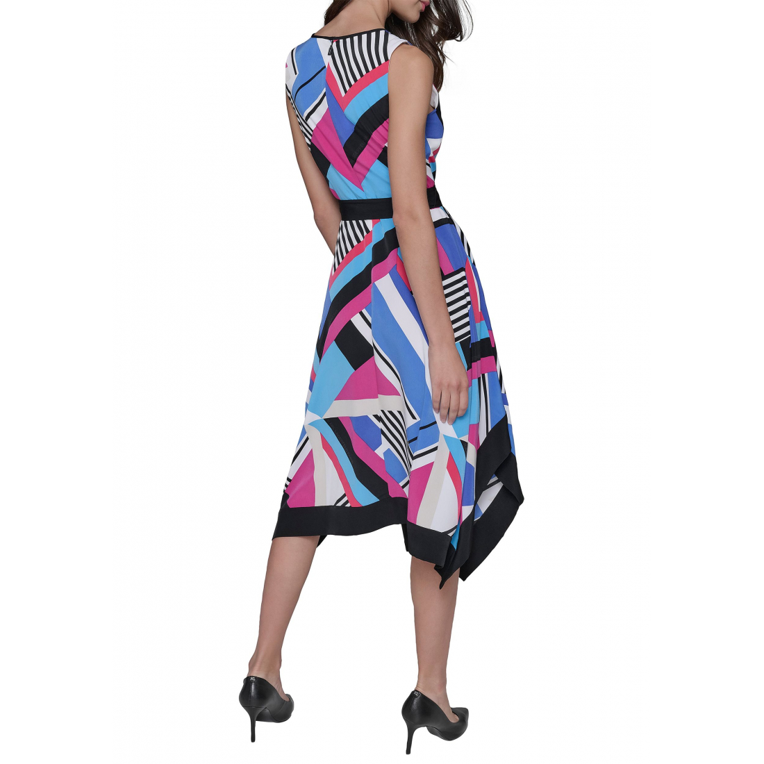 'Geometric Print Silky Crepe' Midi Kleid für Damen
