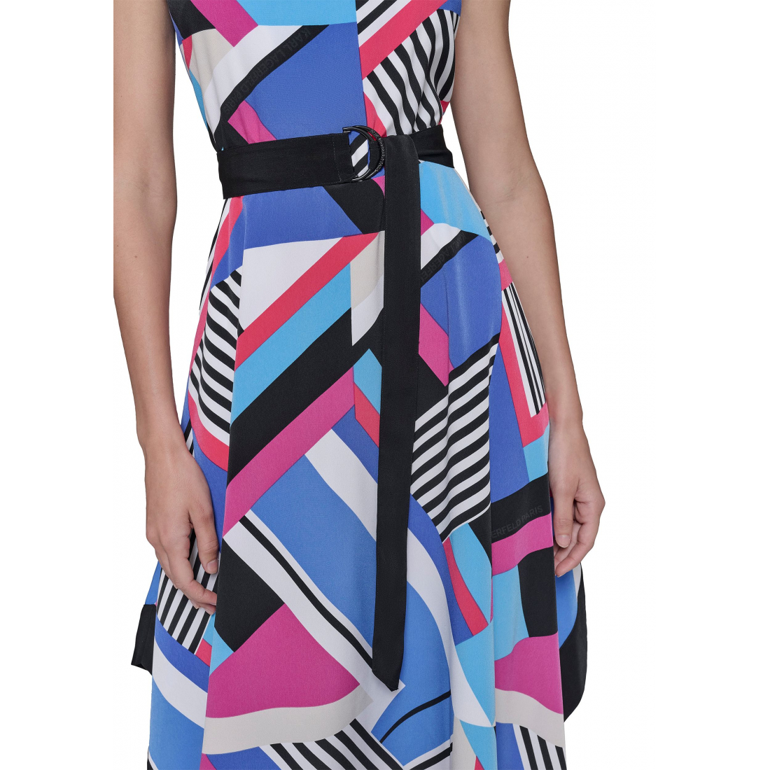 'Geometric Print Silky Crepe' Midi Kleid für Damen