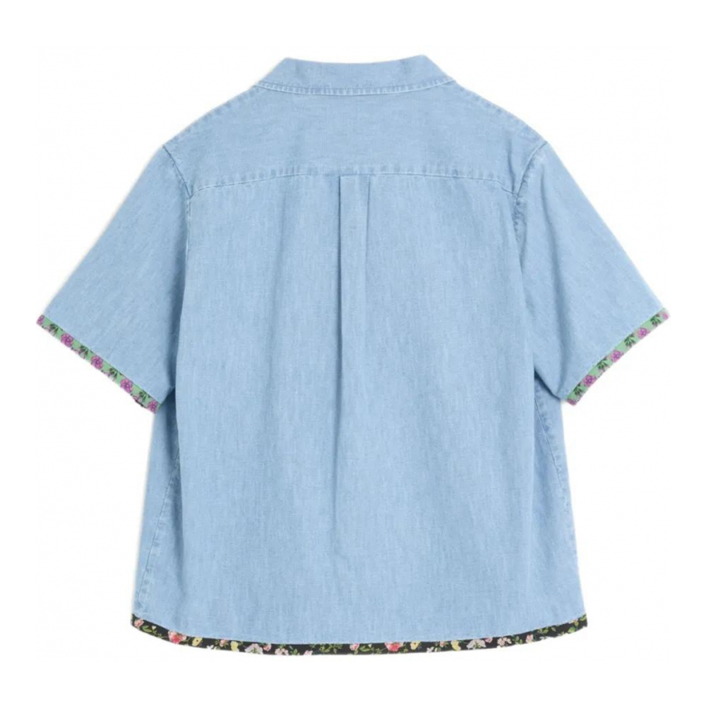 'Floral-Trim Bowling' Denim-Hemd für Herren