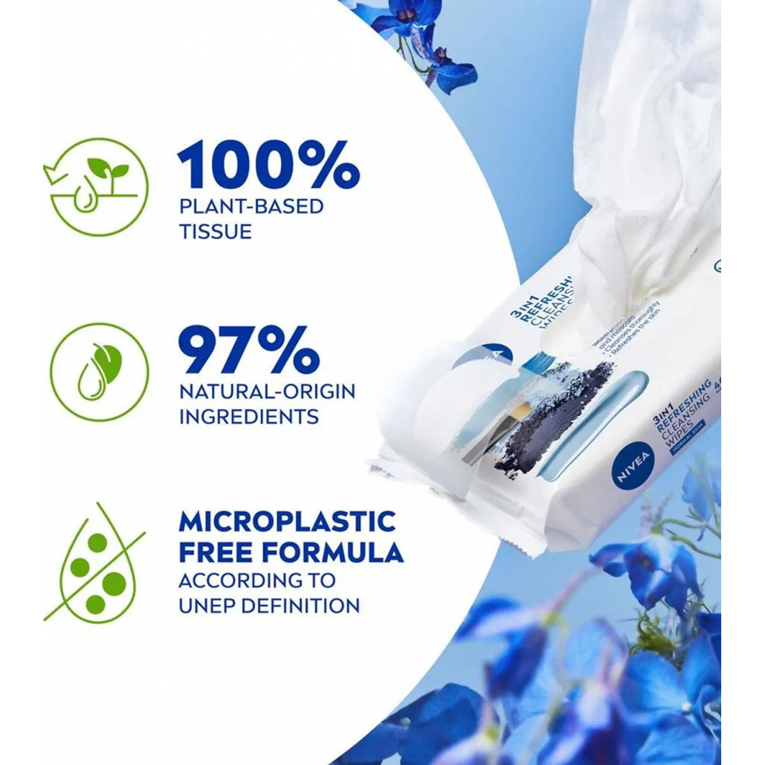 '3-in-1 Refreshing Biodegradable' Make-Up Remover Wipes - 25 Wipes