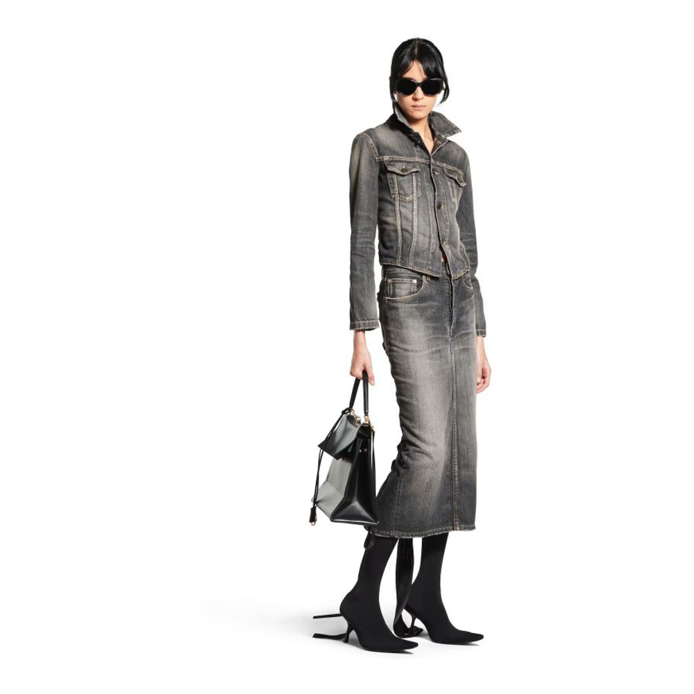 'Lace-Up' Denim-Rock für Damen