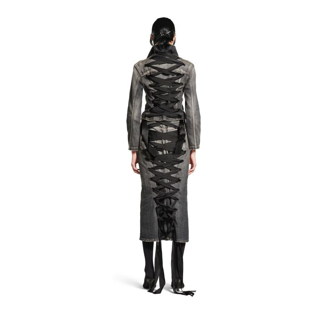 'Lace-Up' Denim-Rock für Damen