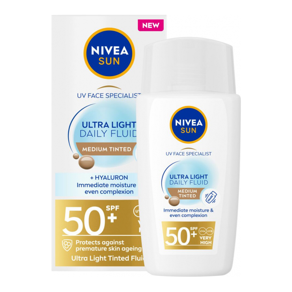 Crème solaire teintée 'Ultra Light Daily +Hyaluron SPF50+' - Medium, 40 ml