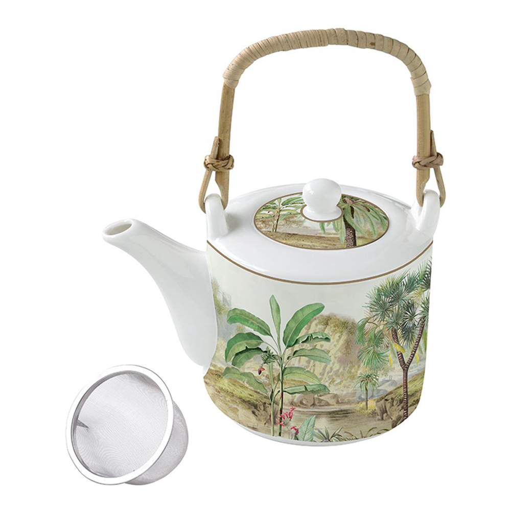 Porcelain Teapot 600 ml With Metal Infuser And 2 Cups 160 ml Ceylon