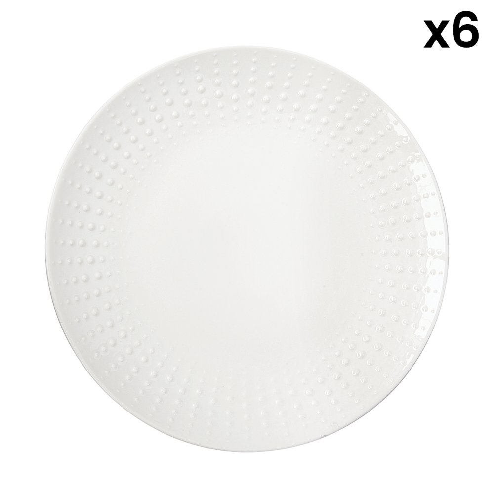 Set Mit 6 Weißen Drops-Speisetellern