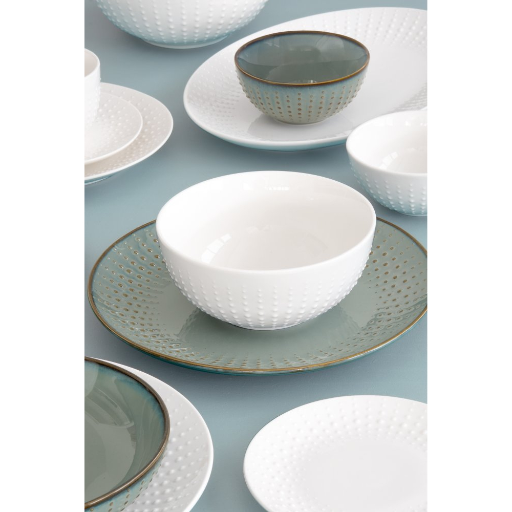 Set Of 6 White Drops Soup Plates