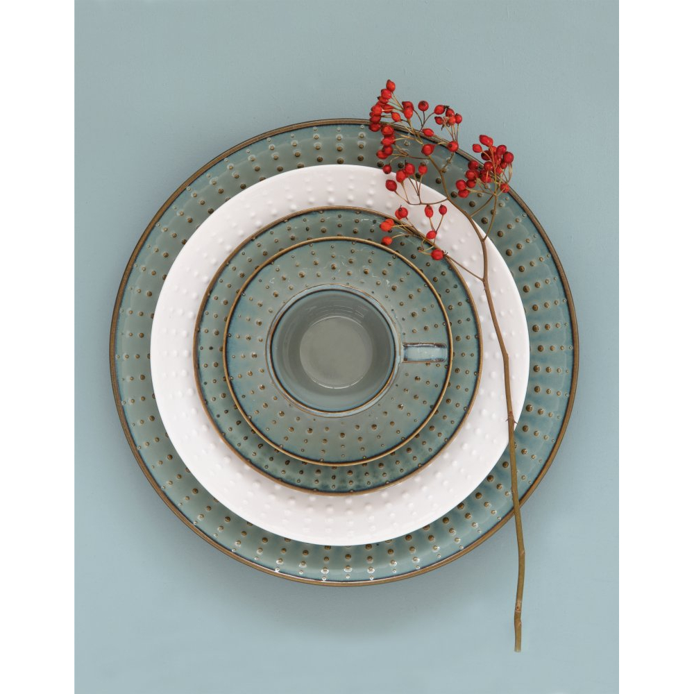 Set Of 6 White Drops Dessert Plates