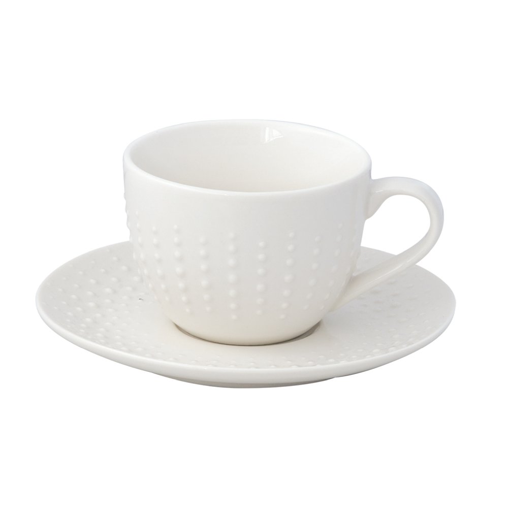 Ensemble De 6 Tasses Et Soucoupes À Thé Drops Blanches