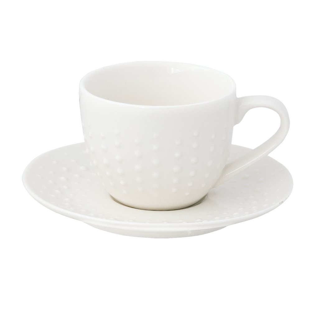 Ensemble De 6 Tasses Et Soucoupes À Café Drops Blanches
