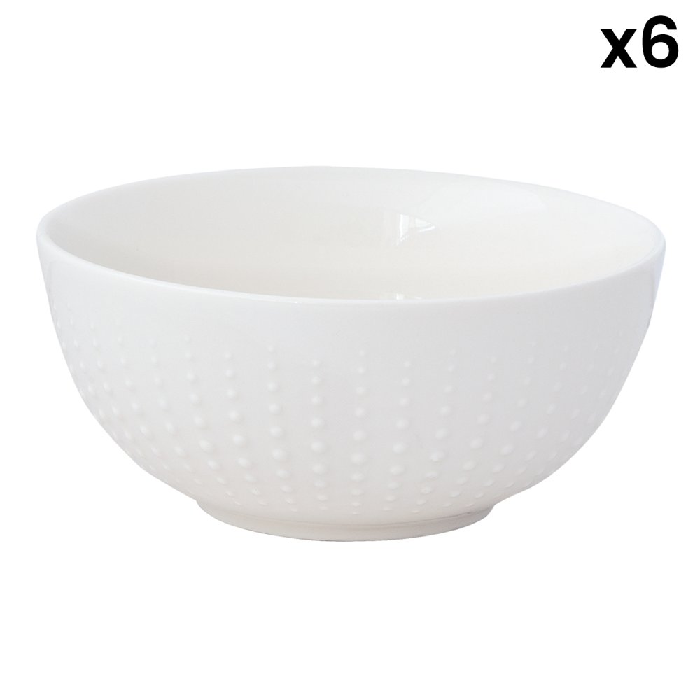 Set Mit 6 Weißen Drops-Schalen, Ø 12 cm