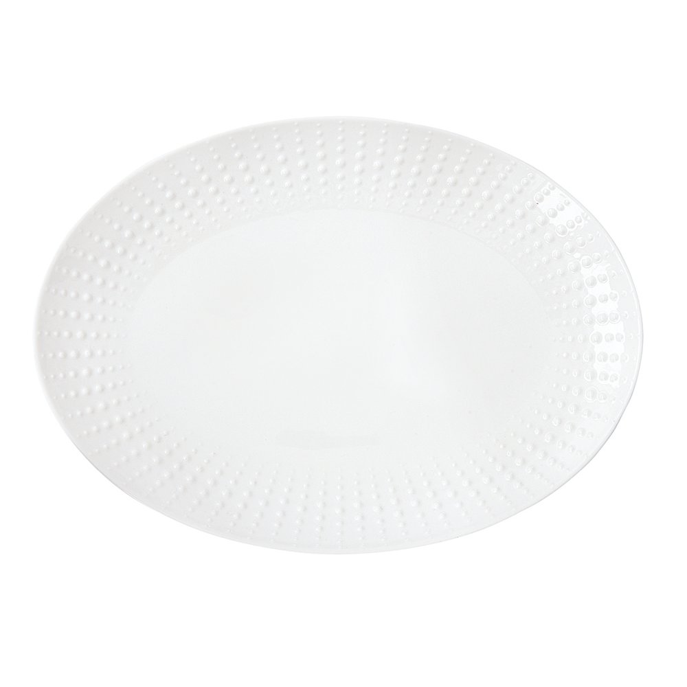 Assiette De Service Ovale Blanche Drops