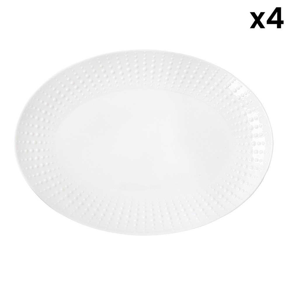 Assiette De Service Ovale Blanche Drops