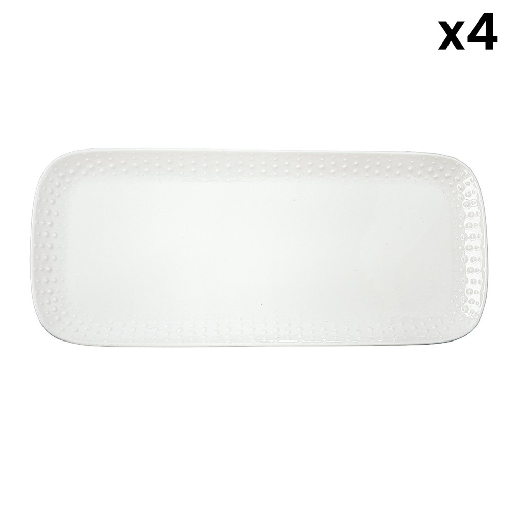 Assiette De Service Rectangulaire Blanche Drops