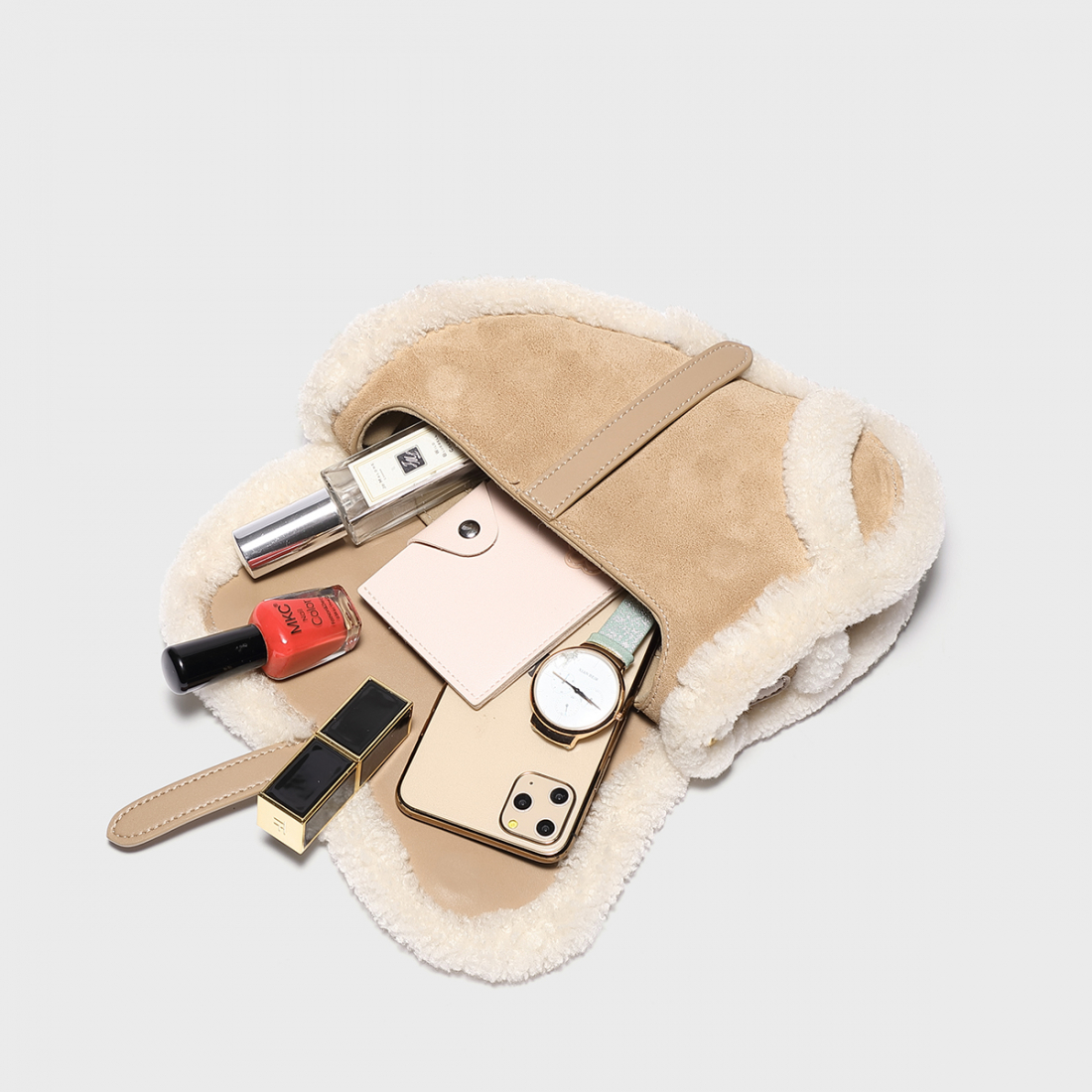 Women's 'Furry Saddle' Shoulder Bag