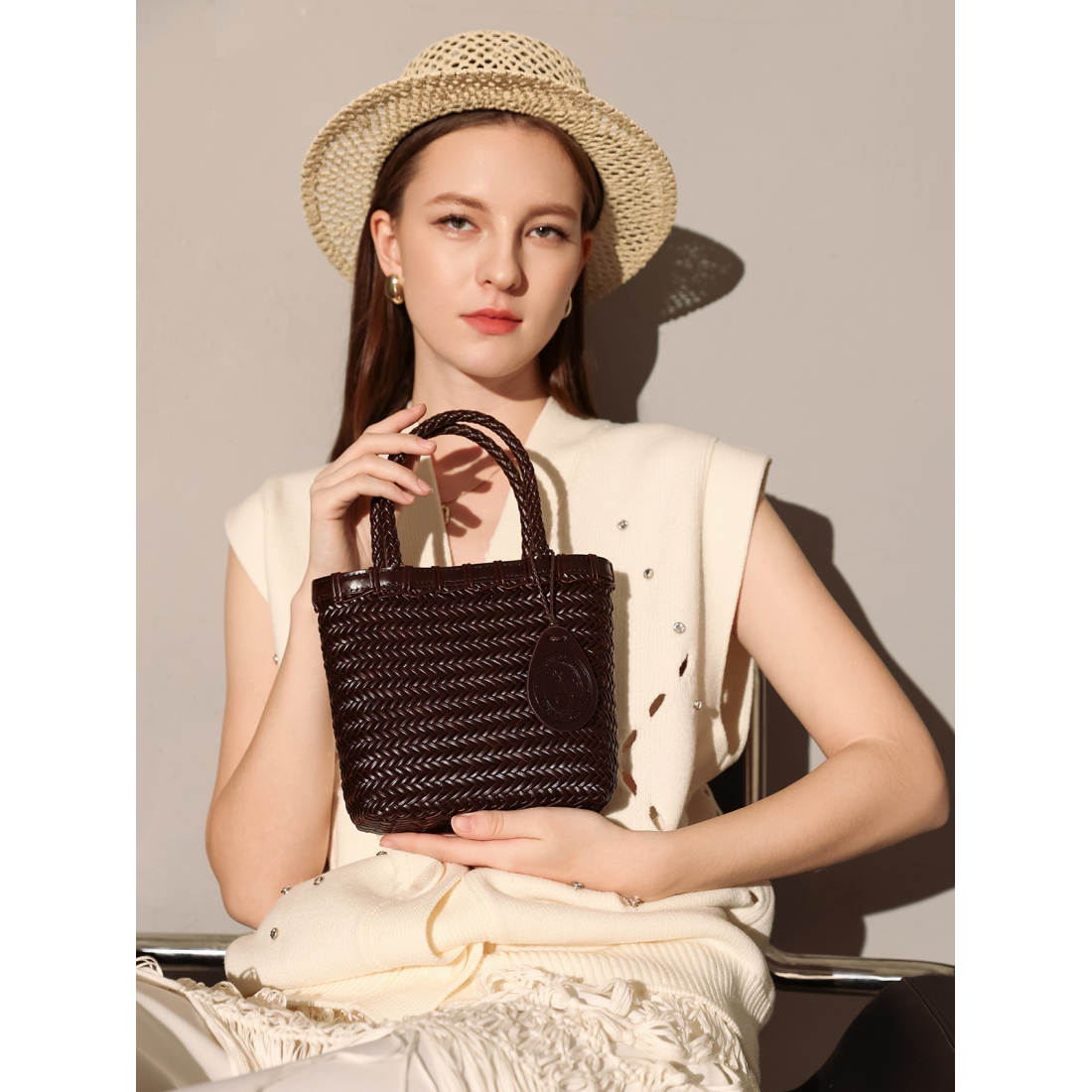 Women's 'Chocolate Organic Reed' Top Handle Bag