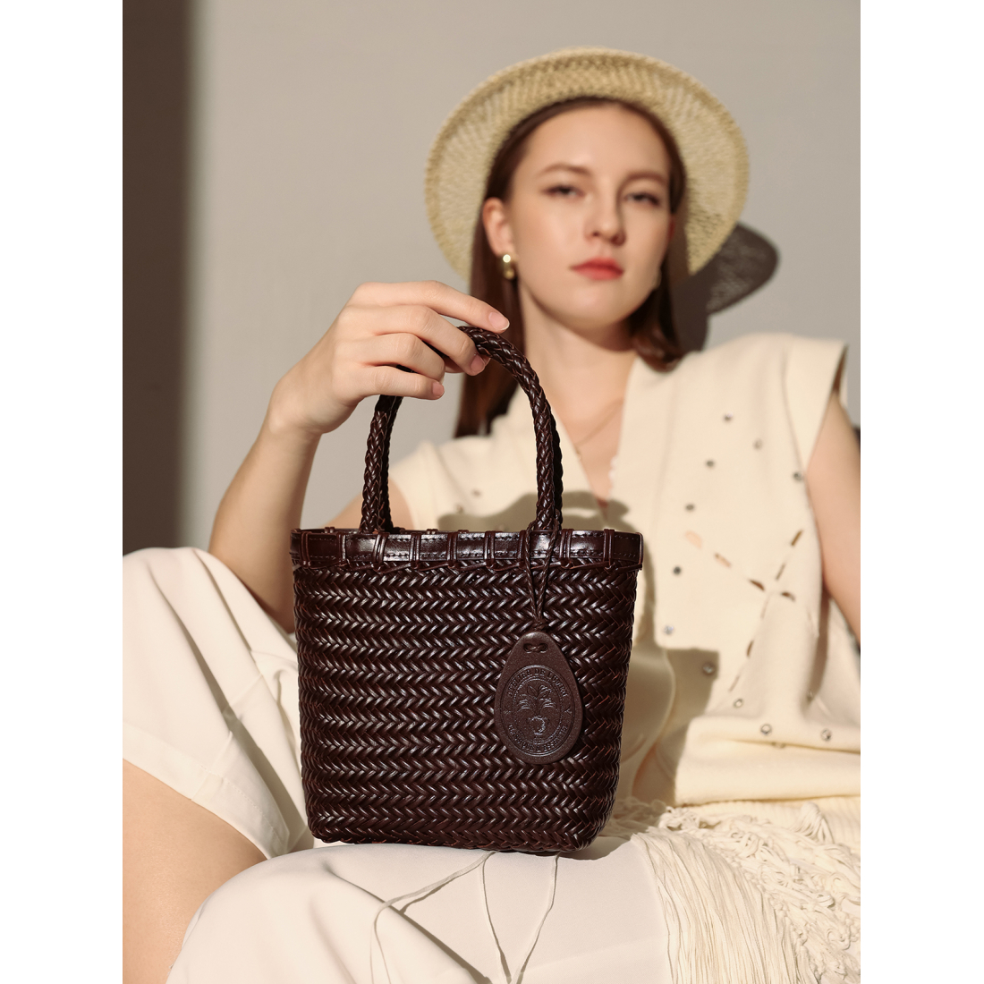 Women's 'Chocolate Organic Reed' Top Handle Bag