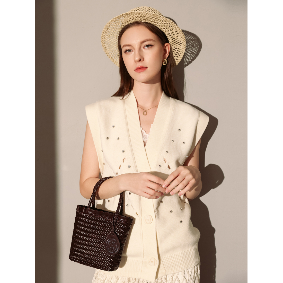 Women's 'Chocolate Organic Reed' Top Handle Bag