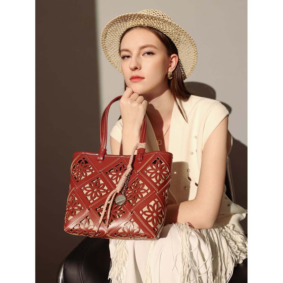 Women's 'Venetian Perforated' Tote Bag