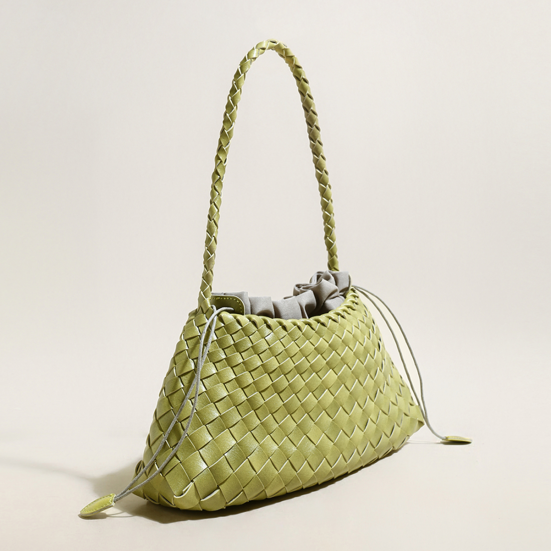 Women's 'Mini Woven Trapezoid Drawstring' Shoulder Bag