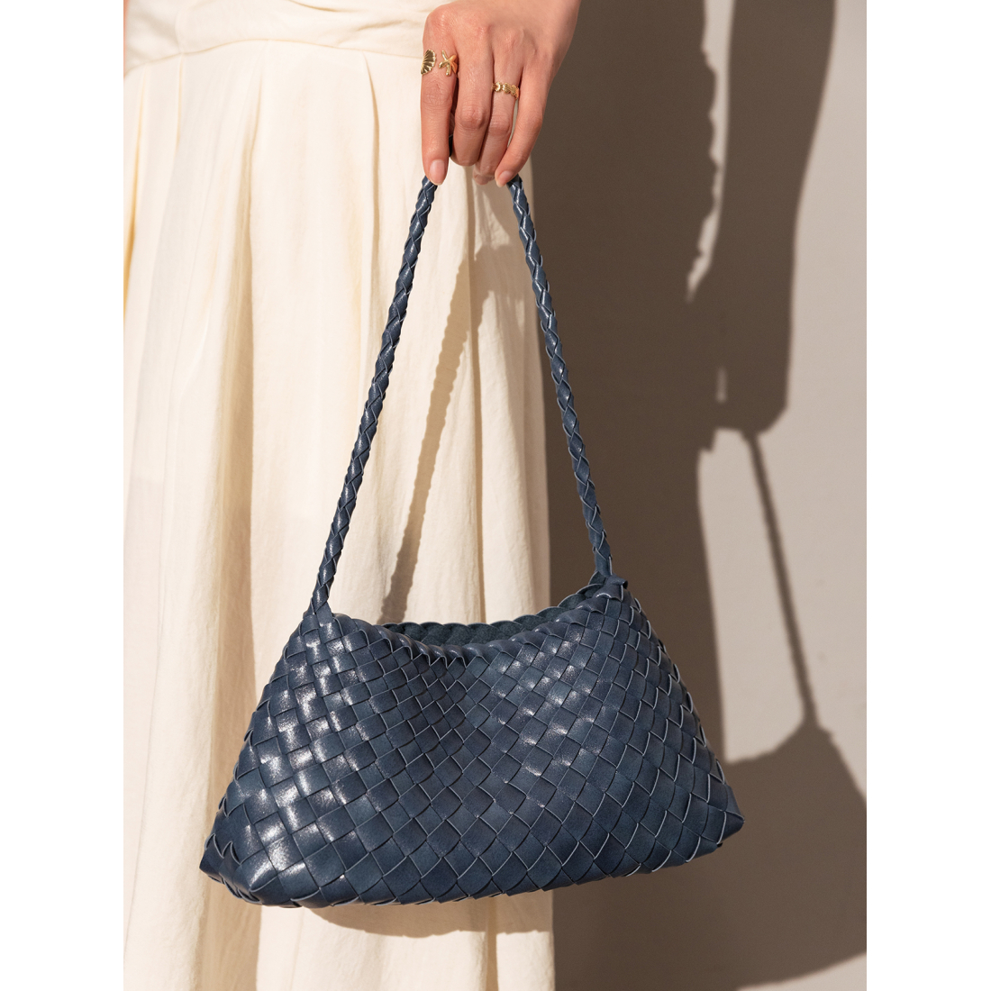 Women's 'Mini Woven Trapezoid Drawstring' Shoulder Bag