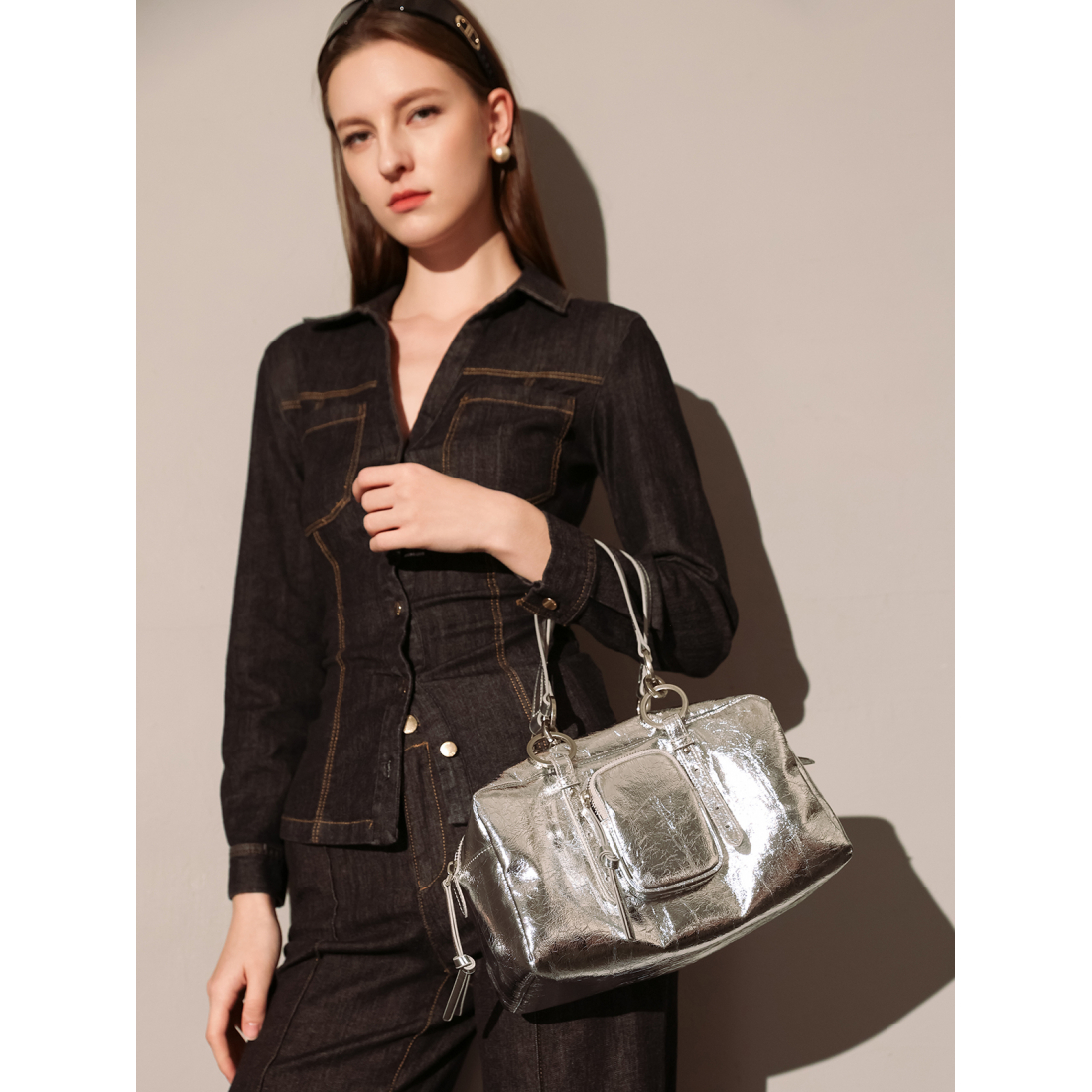 Women's 'Two Way Shiny Large' Shoulder Bag