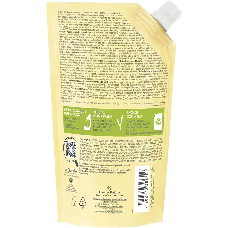 Huile émolliente 'Exomega Control Refill' - 500 ml