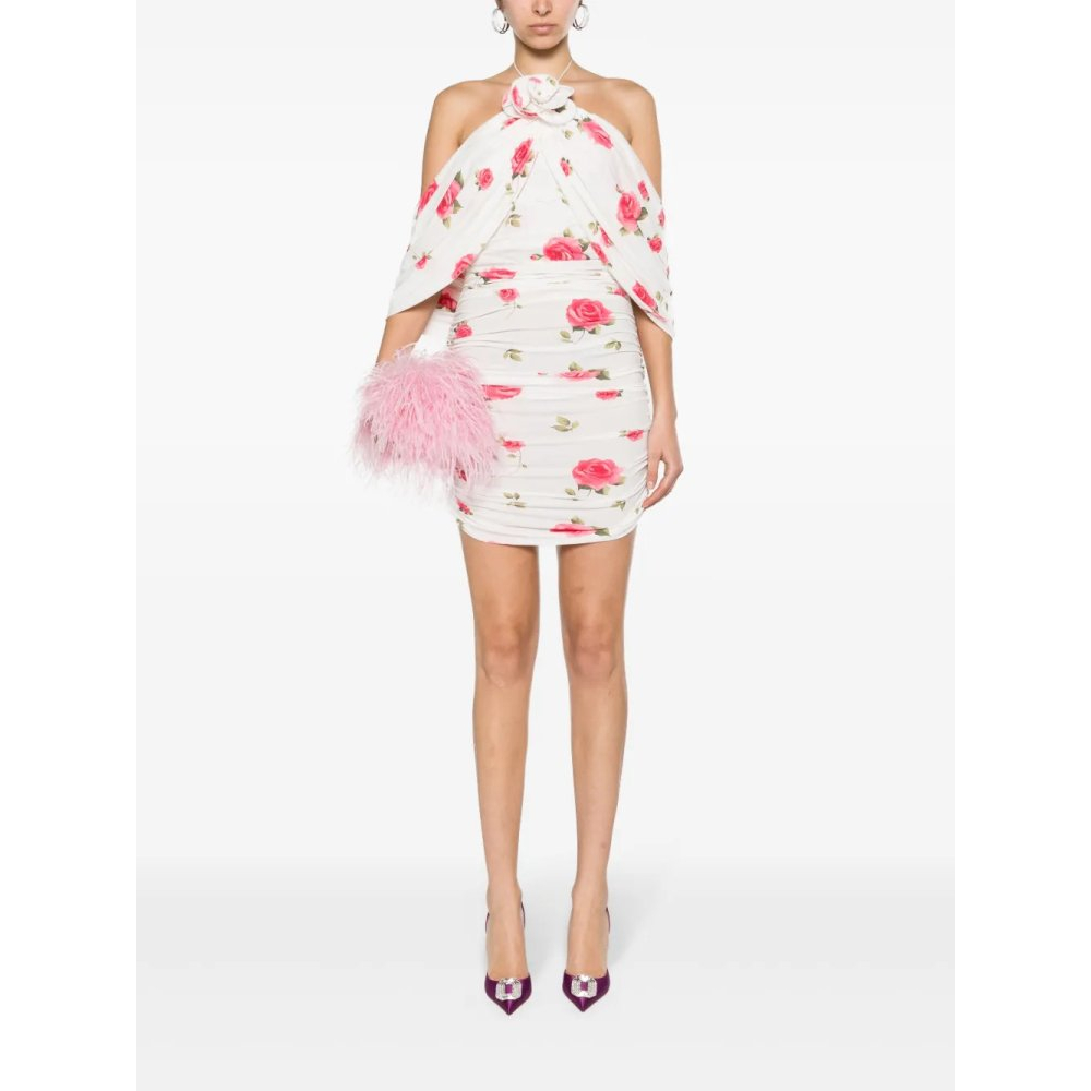 Robe mini 'Rose-Print Ruched' pour Femmes