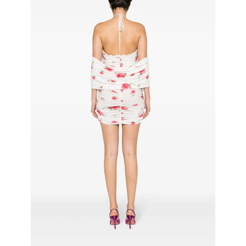 Robe mini 'Rose-Print Ruched' pour Femmes
