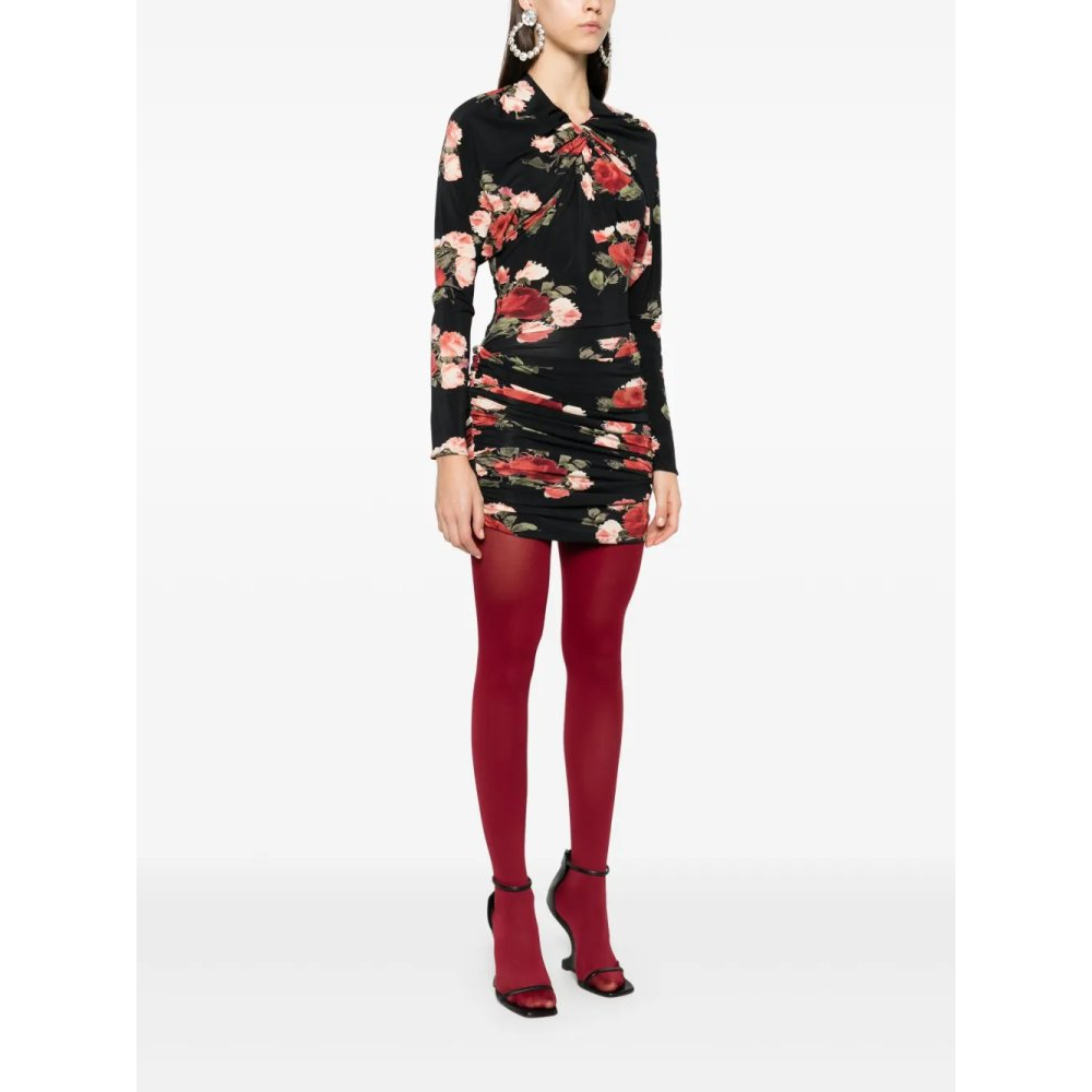 Robe mini 'Floral-Print Draped' pour Femmes