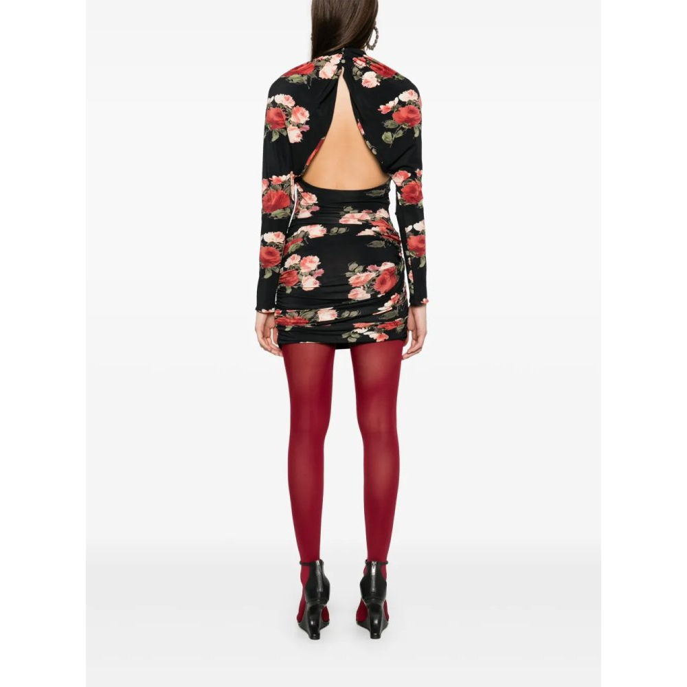 Robe mini 'Floral-Print Draped' pour Femmes