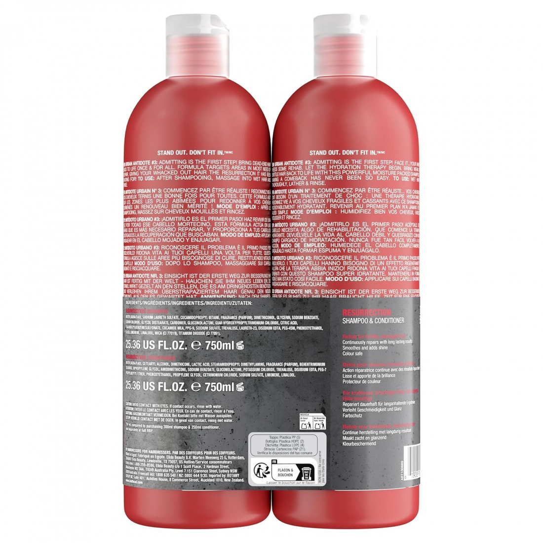 Shampoing & Après-shampoing 'Bed Head Resurrection' pour Cheveux abîmés, Cheveux Très Secs - 750 ml