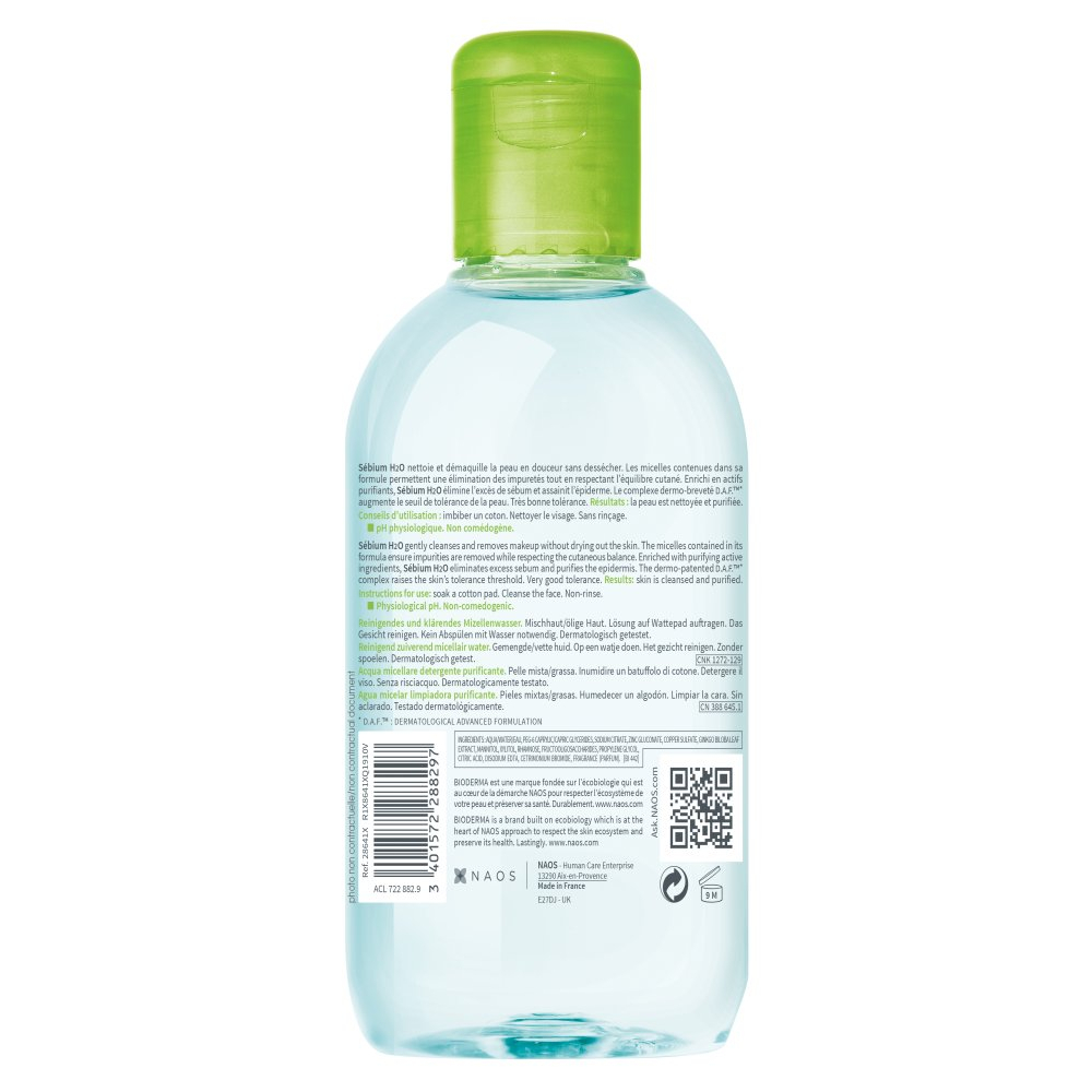 Sébium H2O Solution Micellaire Nettoyante Purifiante - 250 ml