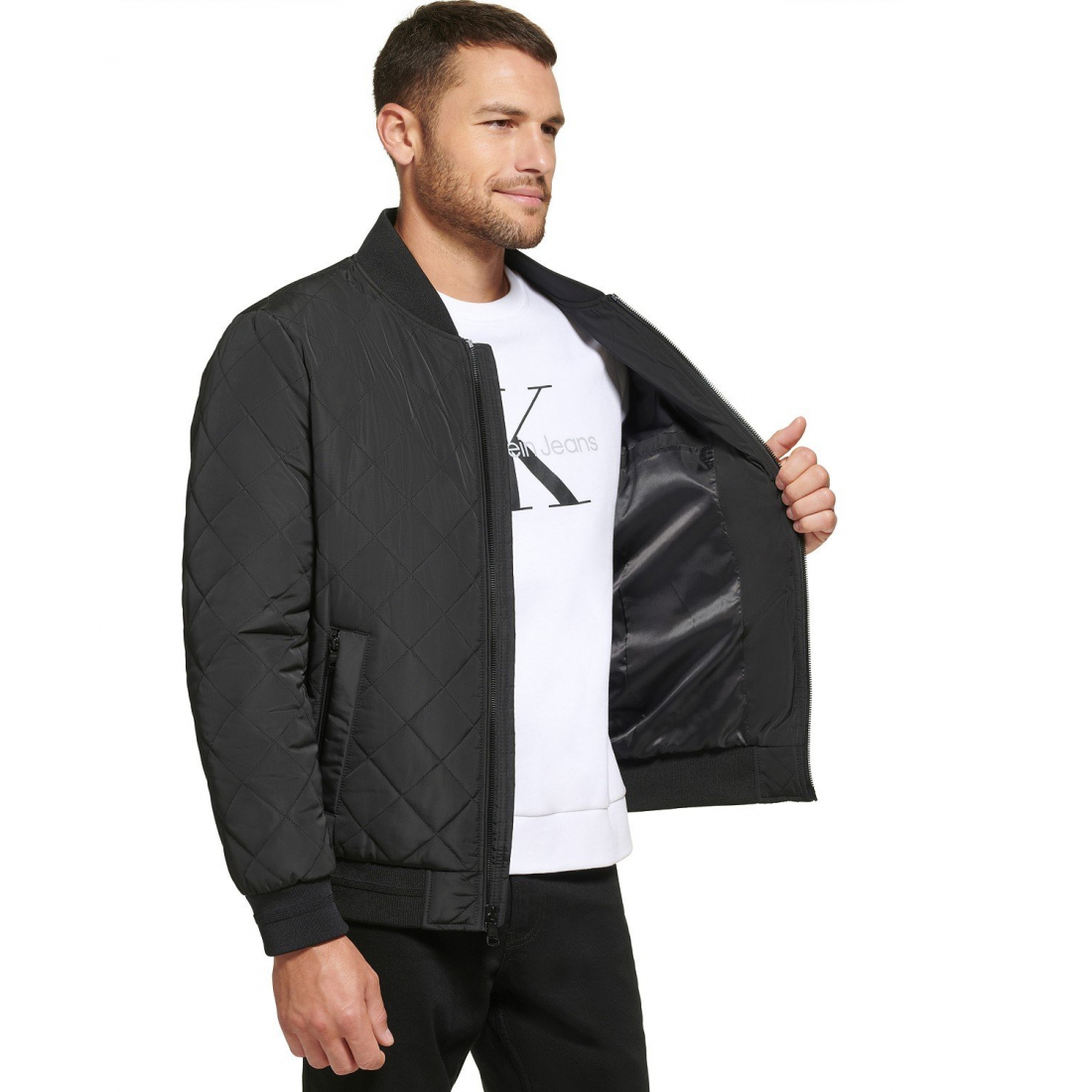 Veste matelassée 'Baseball with Rib-Knit Trim' pour Hommes