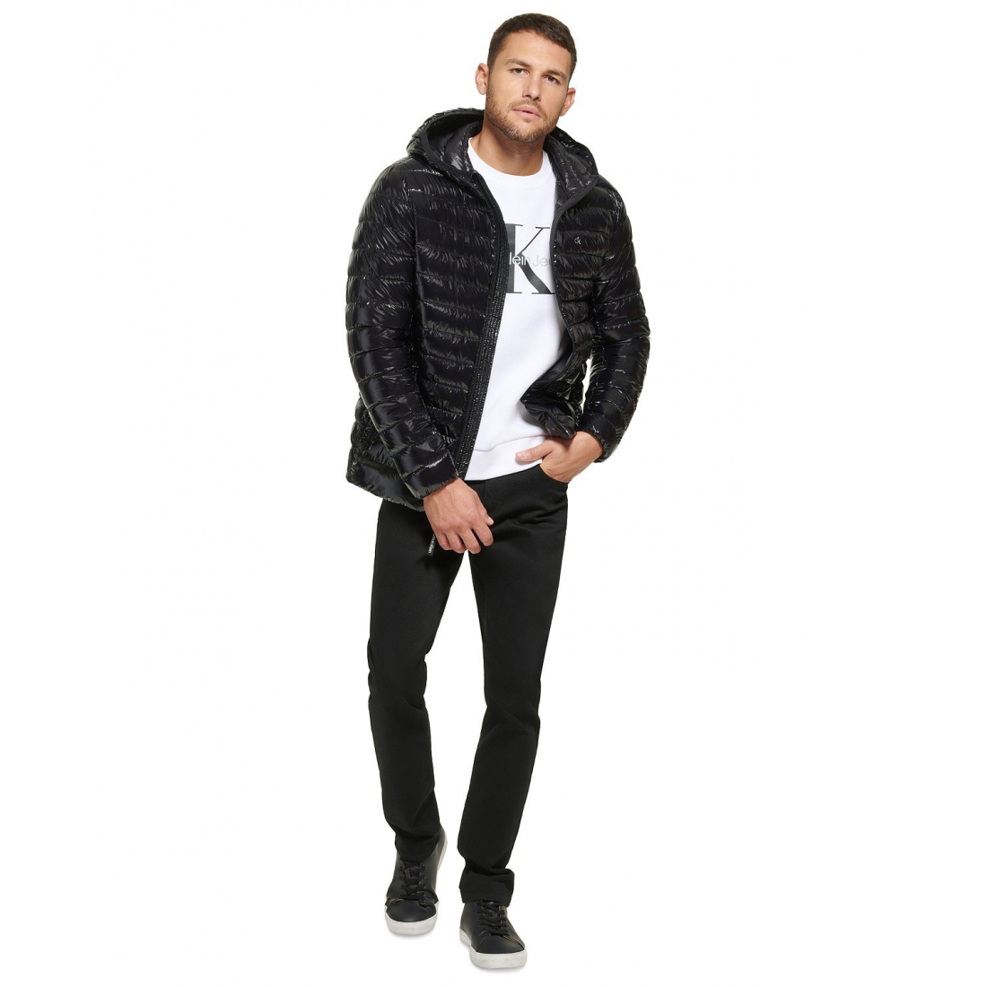 'Hooded & Packable' Gesteppte Jacke für Herren